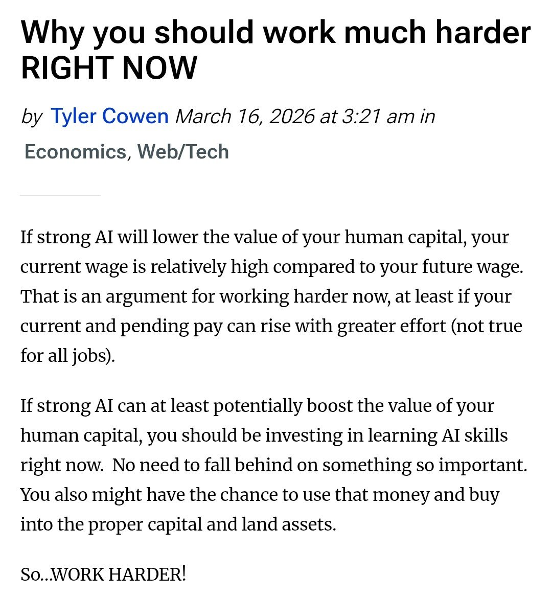 Un individ pe nume Tyler Cowen fiind prost